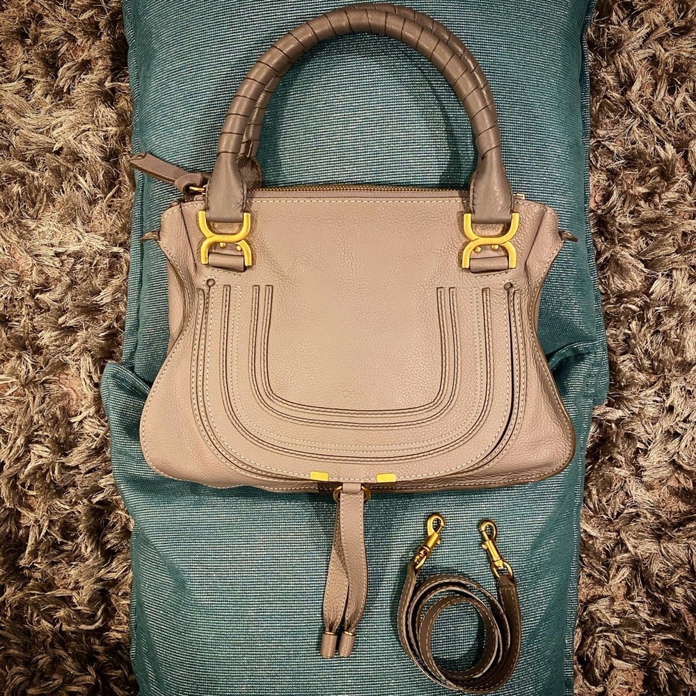New Gray Pebbled Leather Chloe Bag